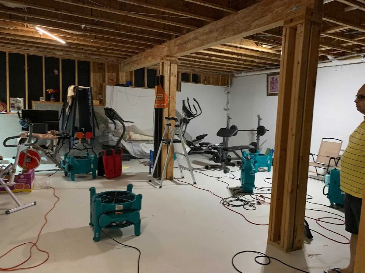 Basement drying equipment setup for Structural Drying in Grayslake